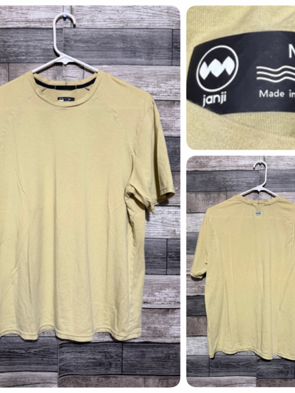 Janji Crewneck T Shirt Men’s M Gold Short Sleeve Casual READ